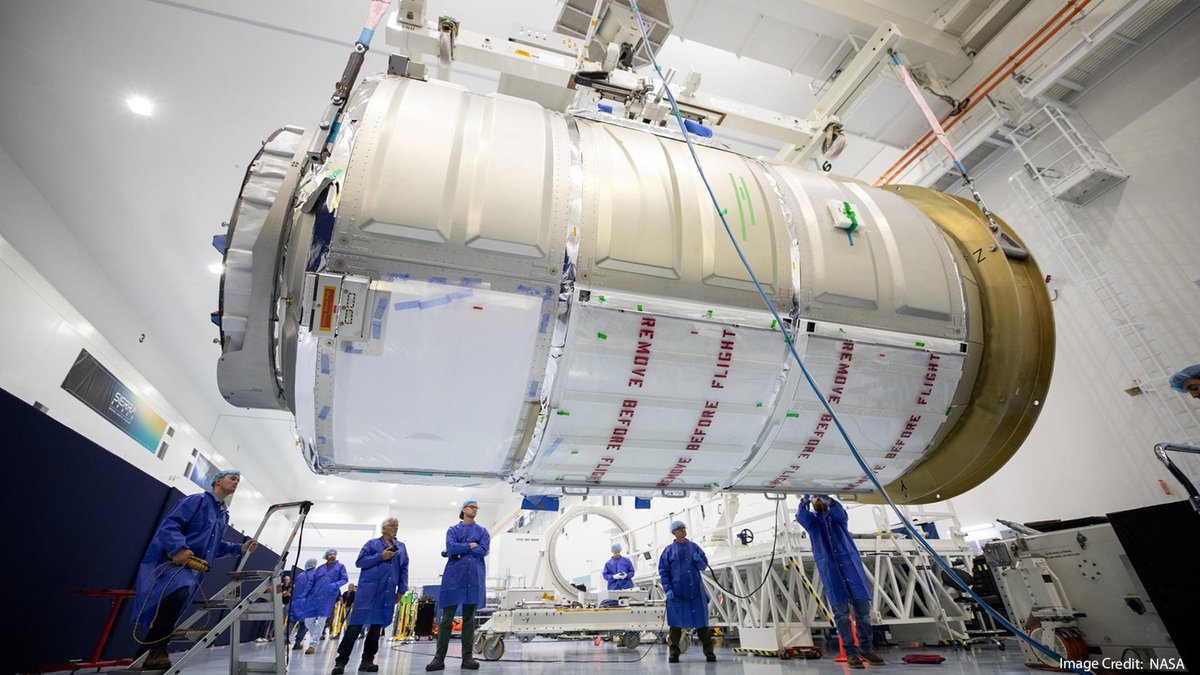 Le compartiment pressurisé de Cygnus NG-20, est fabriqué en Italie chez Thales Alenia Space. © Northrop Grumman/NASA