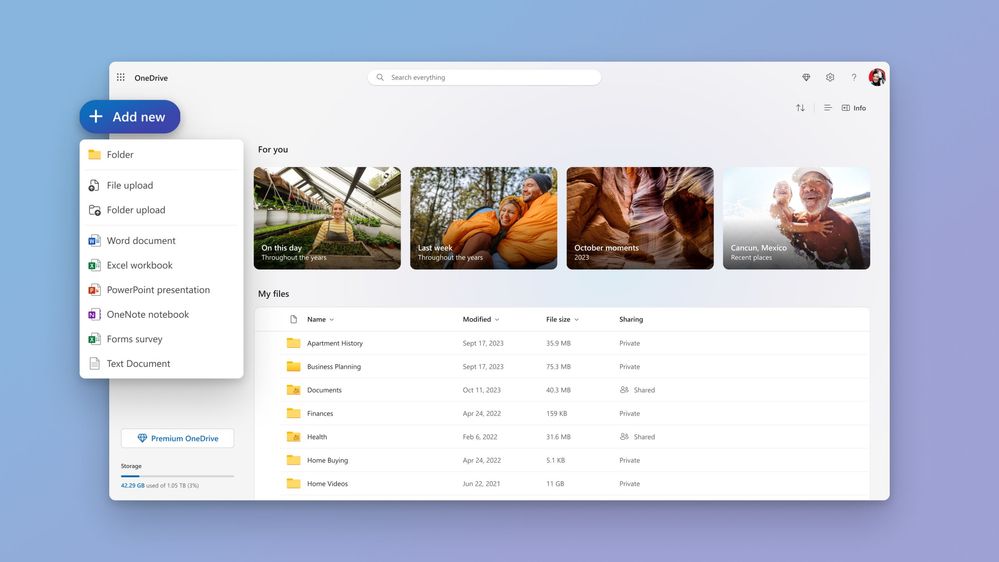 En version gratuite, OneDrive offre un stockage de 5 Go aux utilisateurs © Microsoft