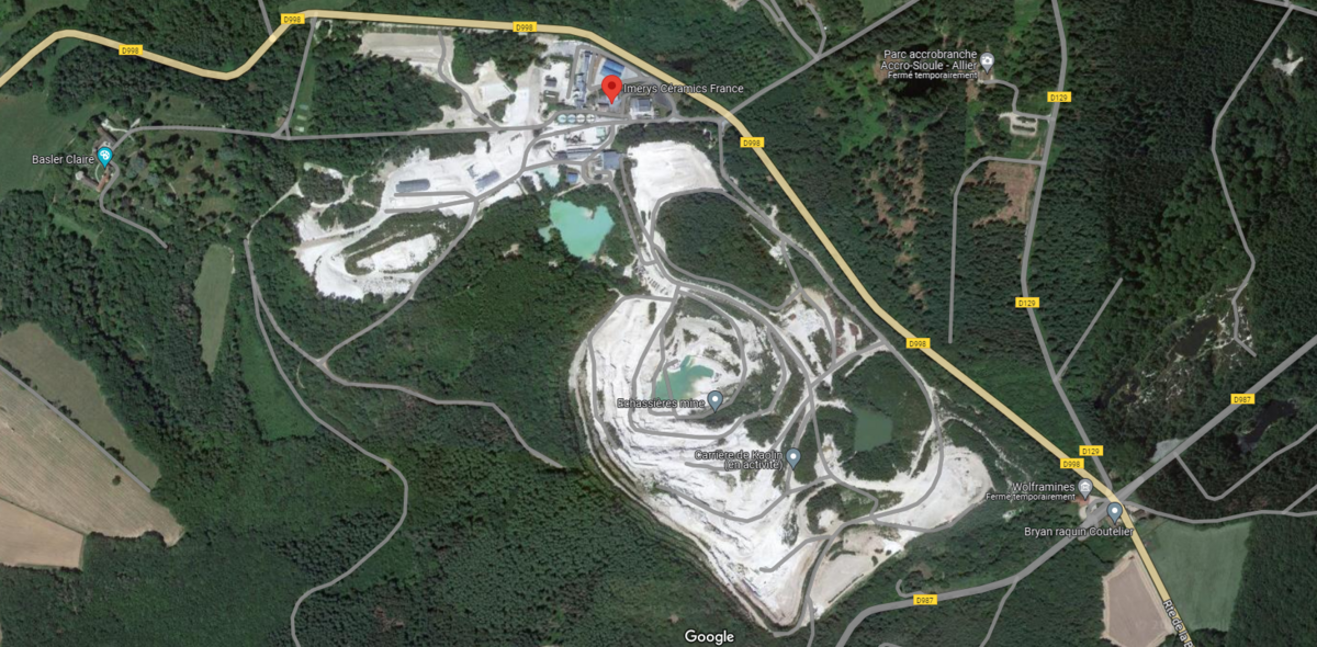 Le gisement de Beauvoir situé à Echassières, au sud-ouest de Montluçon © Capture d'écran / Google Maps