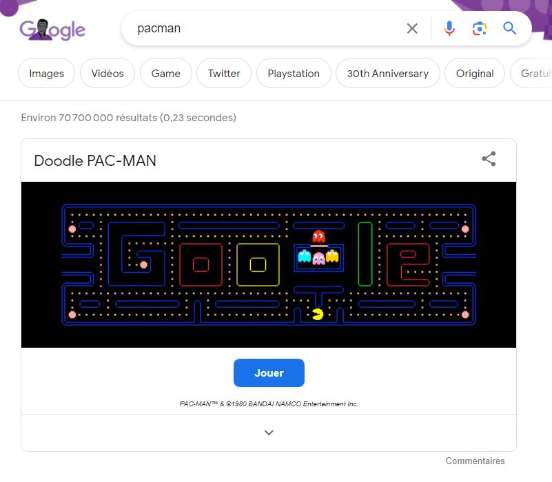 Un petit Pac-Man, façon 1980 © Google