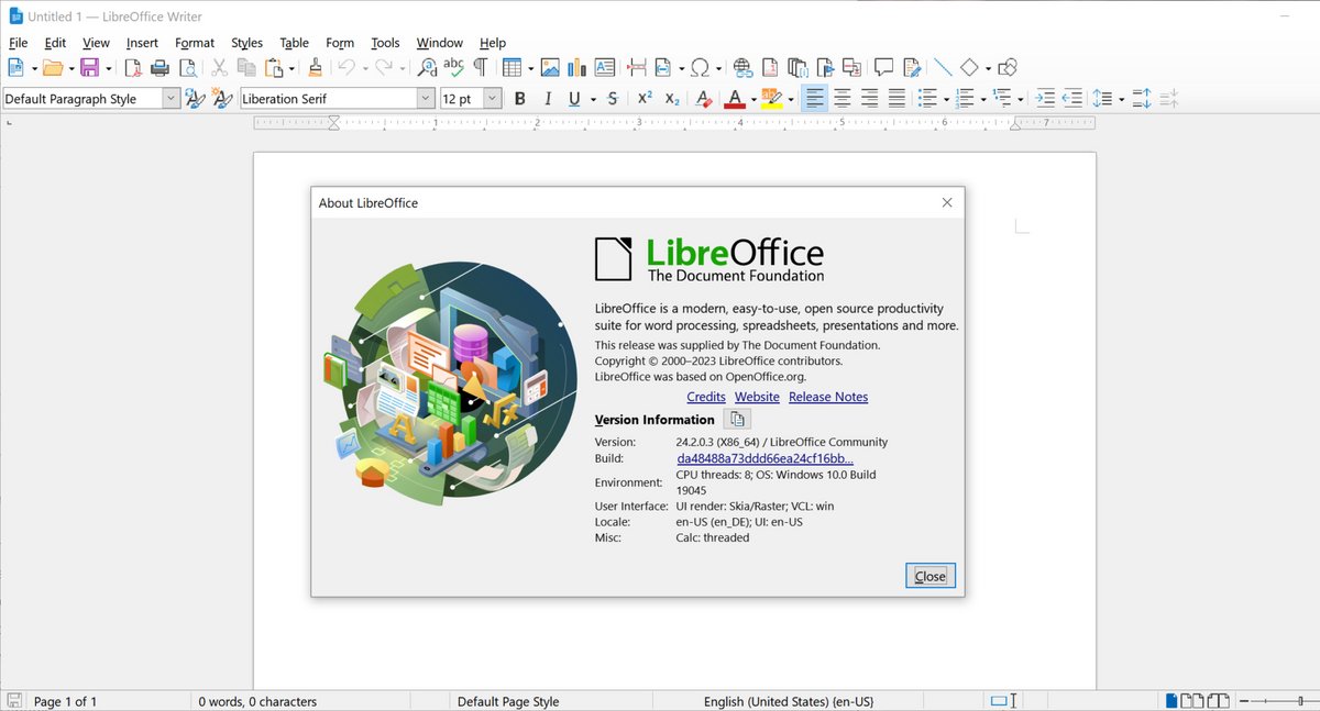 La version 24.2 de LibreOffice © The Document Foundation