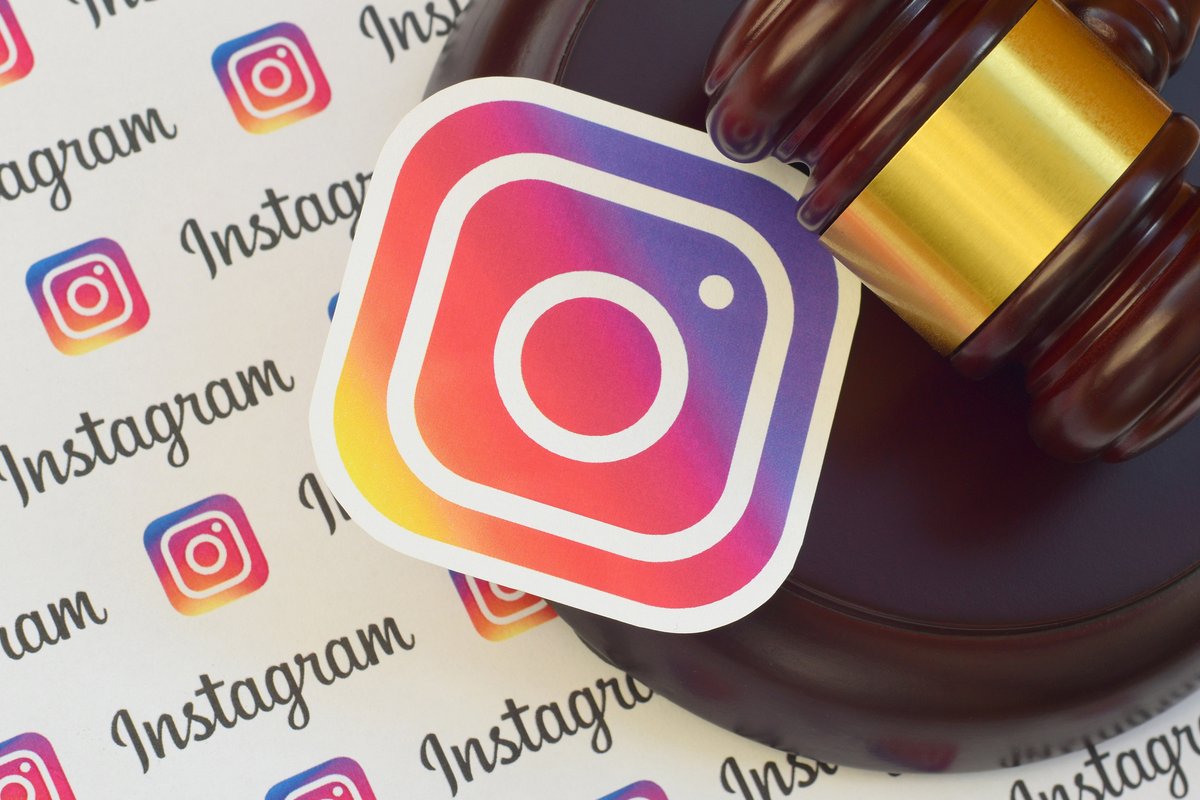 Le logo Instagram, frappé du sceau de la justice © Mehaniq / Shutterstock.com