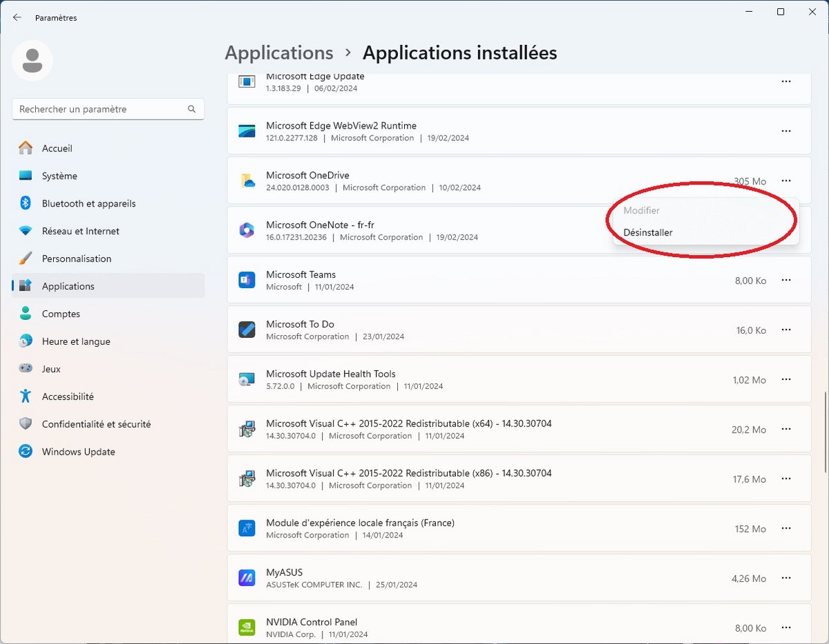 Désinstaller OneDrive Windows11 - © Clubic