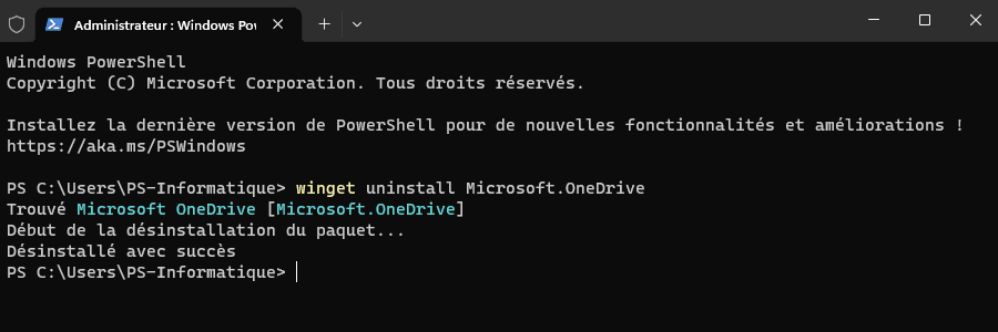 Uninstall OneDrive via Windows PowerShell