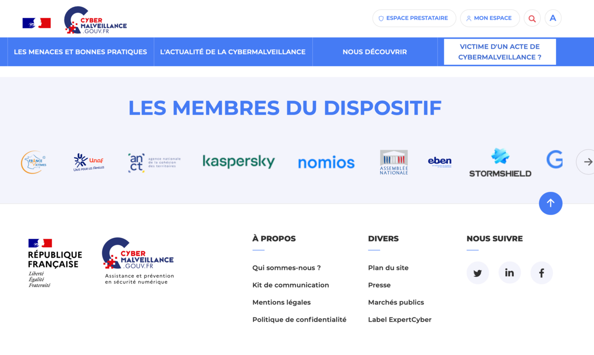 Kaspserky – Membre du dispositif CyberMalveillance.gouv.fr