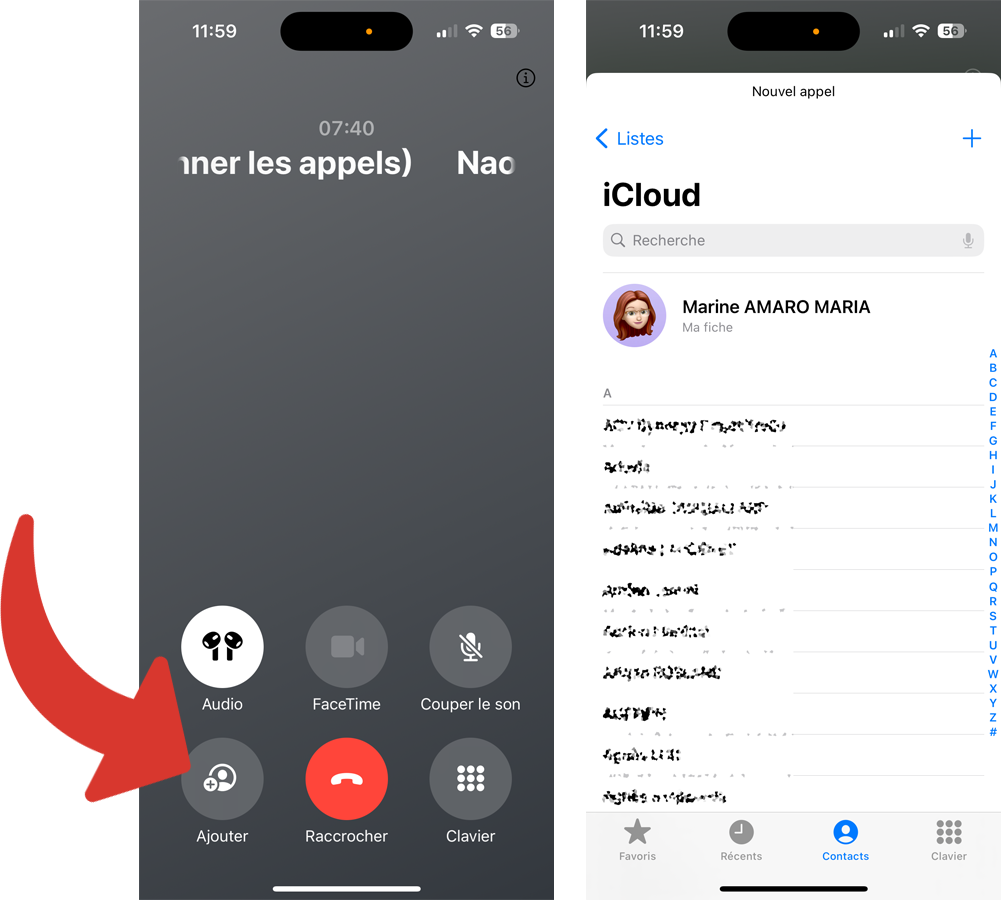 Ajouter un contact à la conversation pour enregistrer l'appel © Clubic