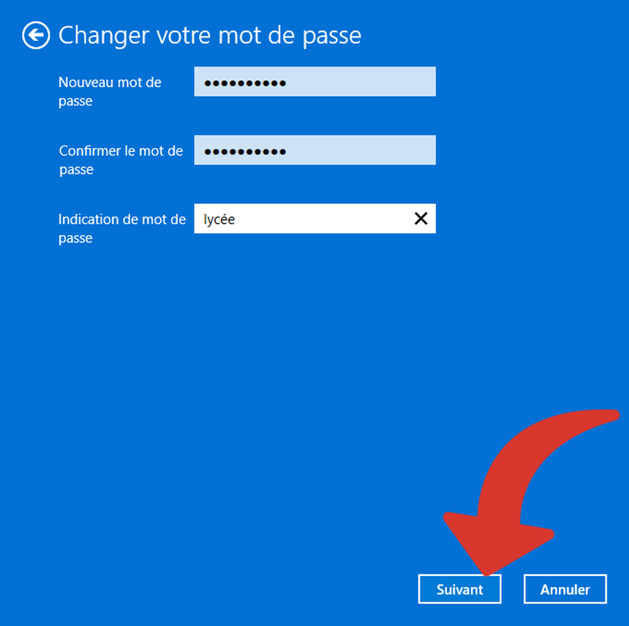 Continue steps to reset Windows password © Clubic