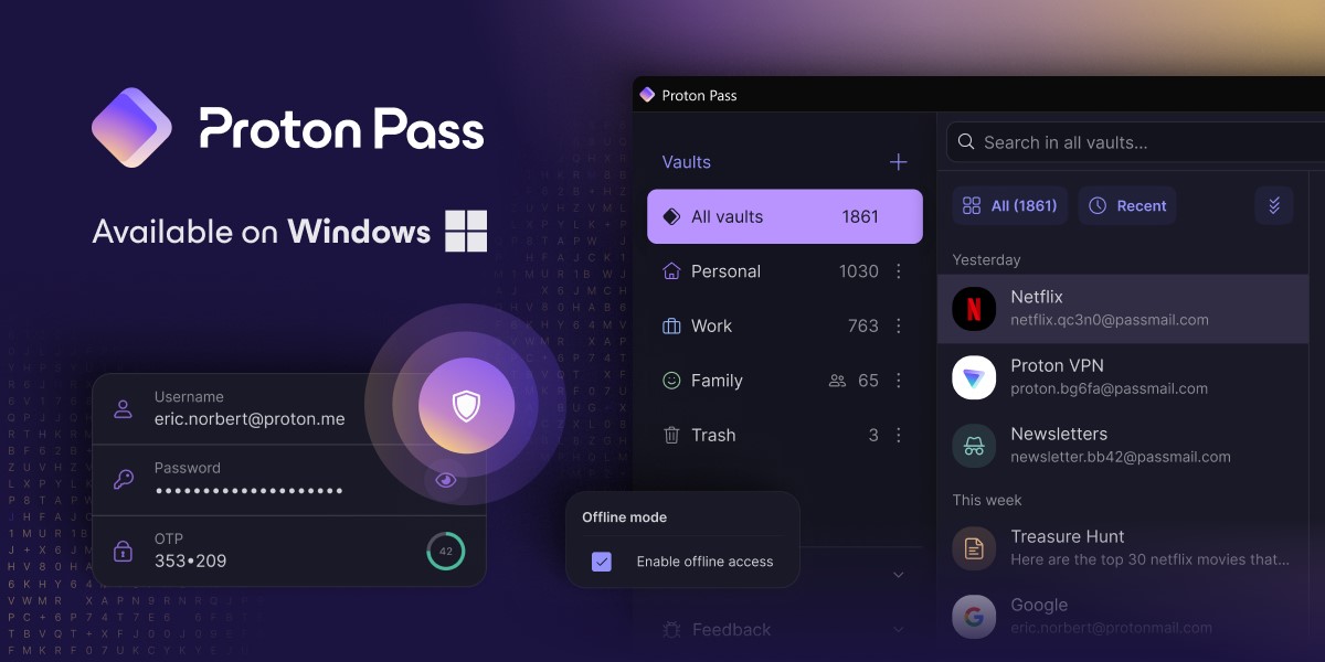 Proton Pass pour Windows, la nouvelle offre de Proton - @ Proton