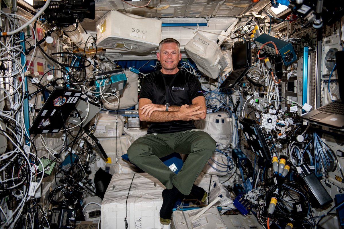Andreas Mogensen, dans le module européen Columbus. © ESA