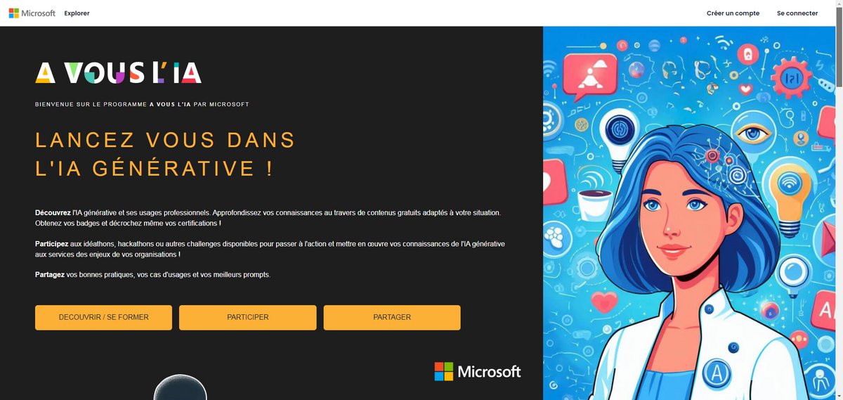 Page d'accueil de la plateforme "À vous l'IA" de Microsoft © Capture d'écran Clubic