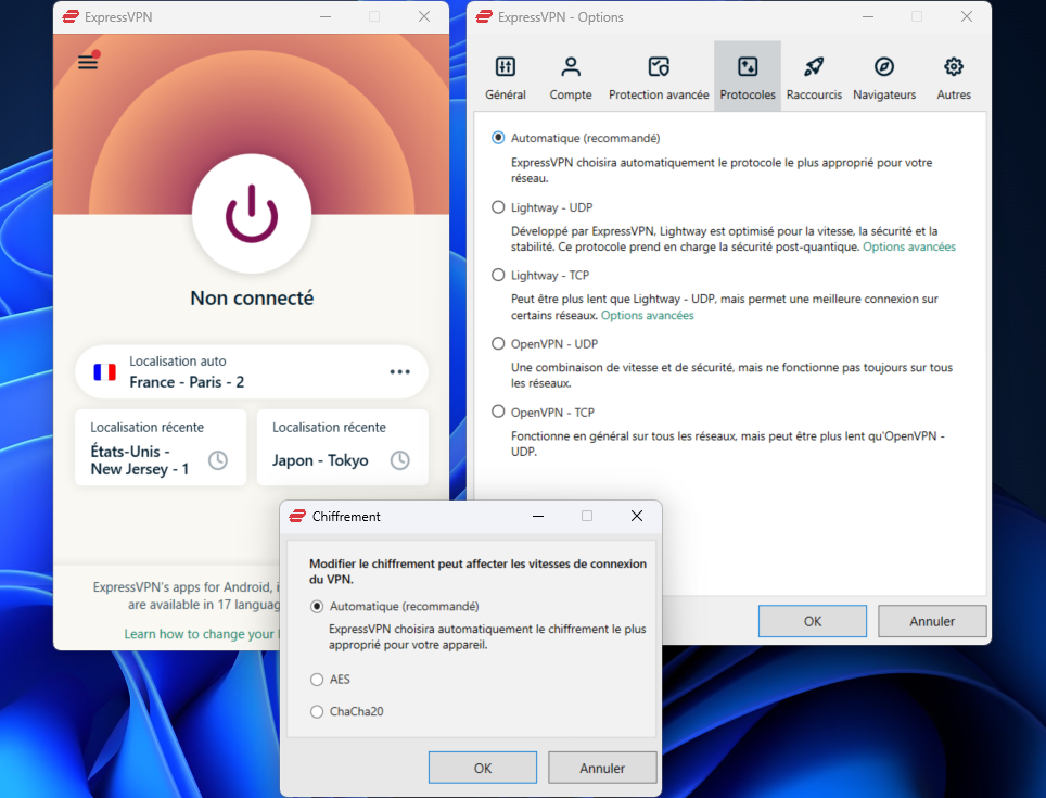 ExpressVPN - protocoles et chiffrement