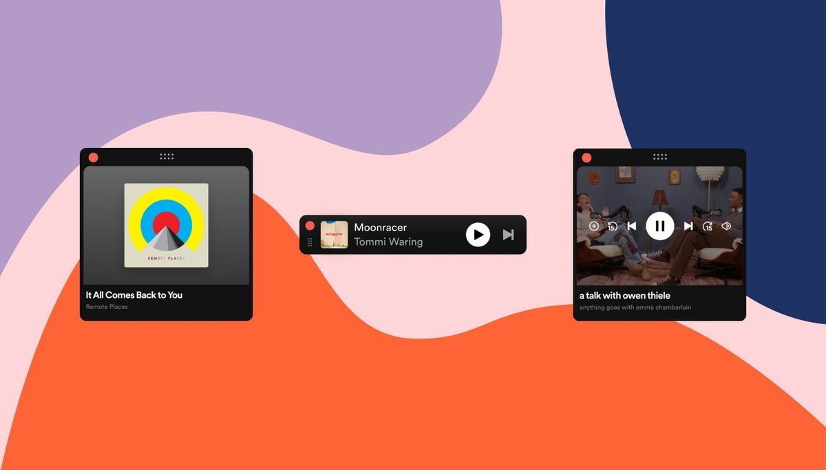 Many sizes and display methods for the mini player © Spotify