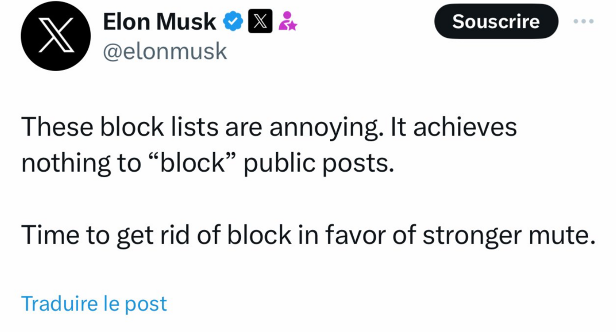 Le tweet d'Elon Musk concernant son annonce © Clubic