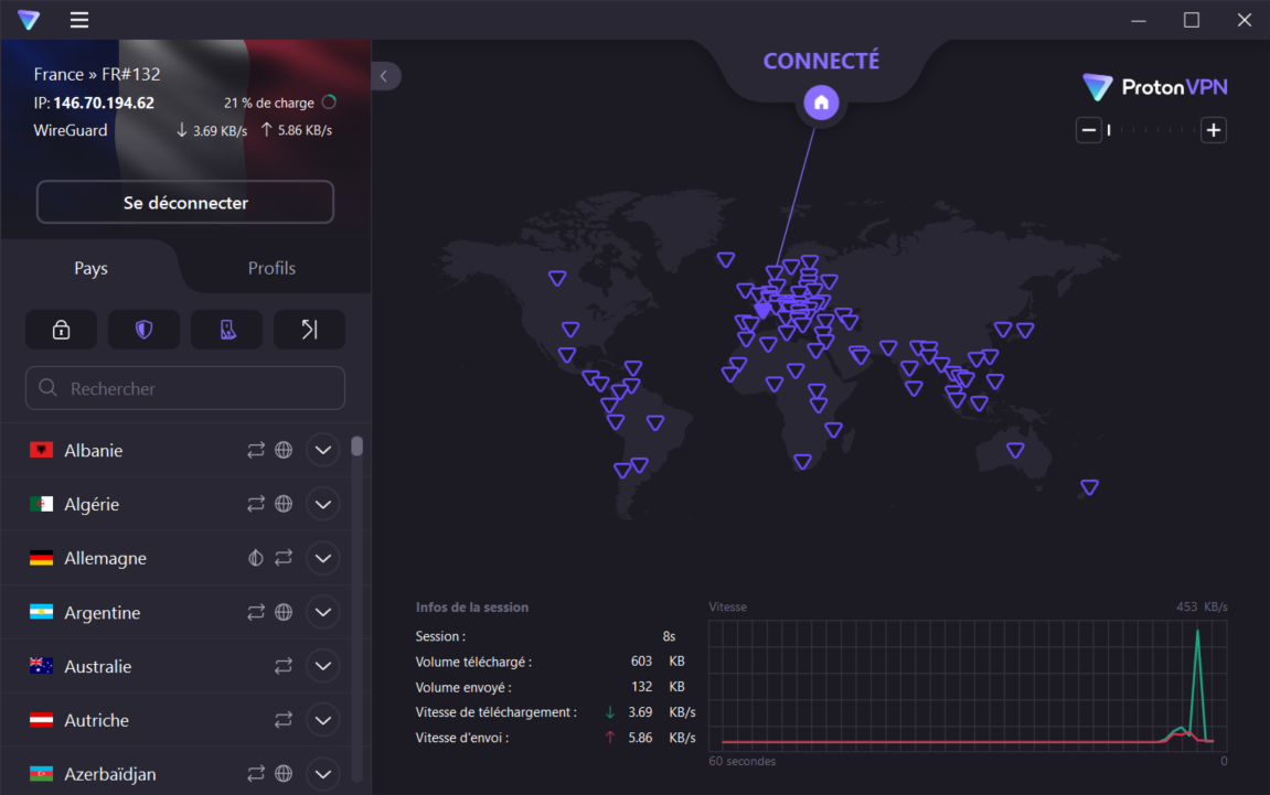 Proton VPN offre plus de 4 000 points de connexion dans 91 pays © Clubic