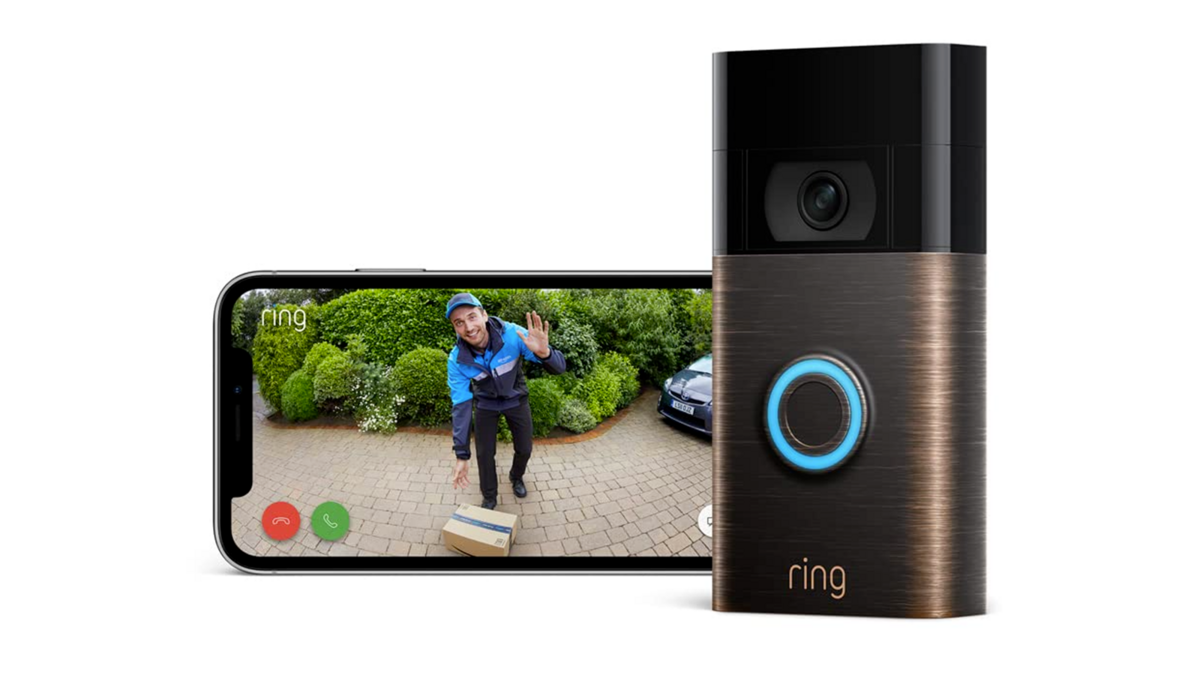 La sonnette connectée Ring Video Doorbell sans-fil, avec son affiche Full HD