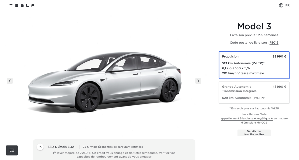 © Capture écran Clubic - site de Tesla