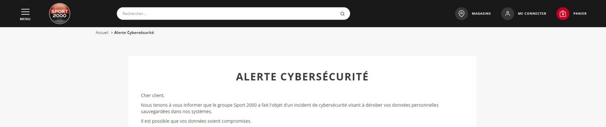Le site web de Sport 2000 communique sur la cyberattaque subie © Mélina Loupia pour Clubic