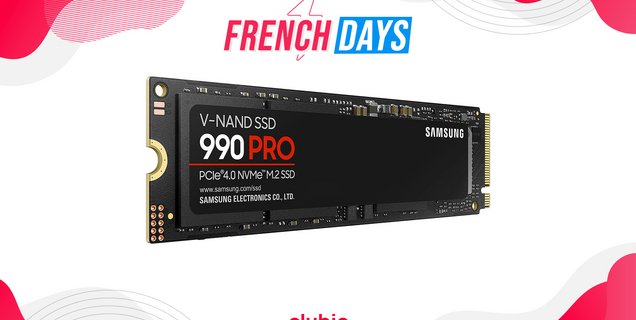 Bon plan SSD : pour les French Days le Samsung 990 Pro (2To) chute à 149,99€