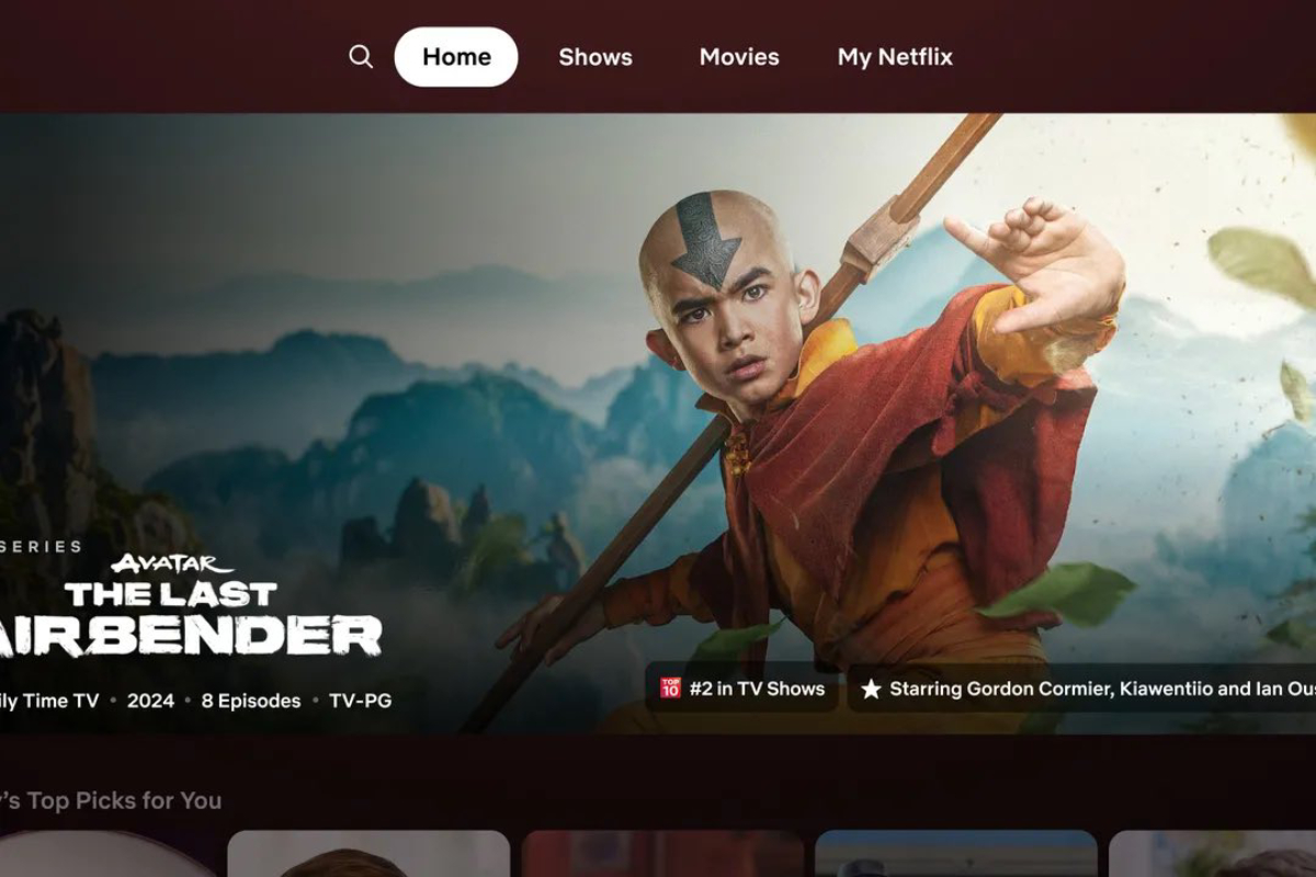 The new simplified menu at the top of the screen.  © Netflix