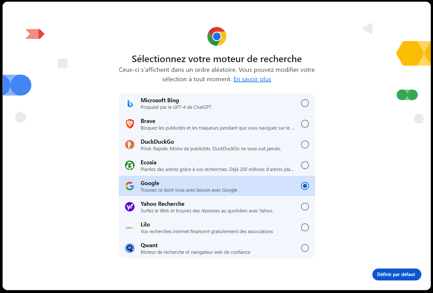 Chrome : sur PC et mobile, Google vous demande de choisir vos moteur de recherche et navigateur : voici, en images, comment ça marche