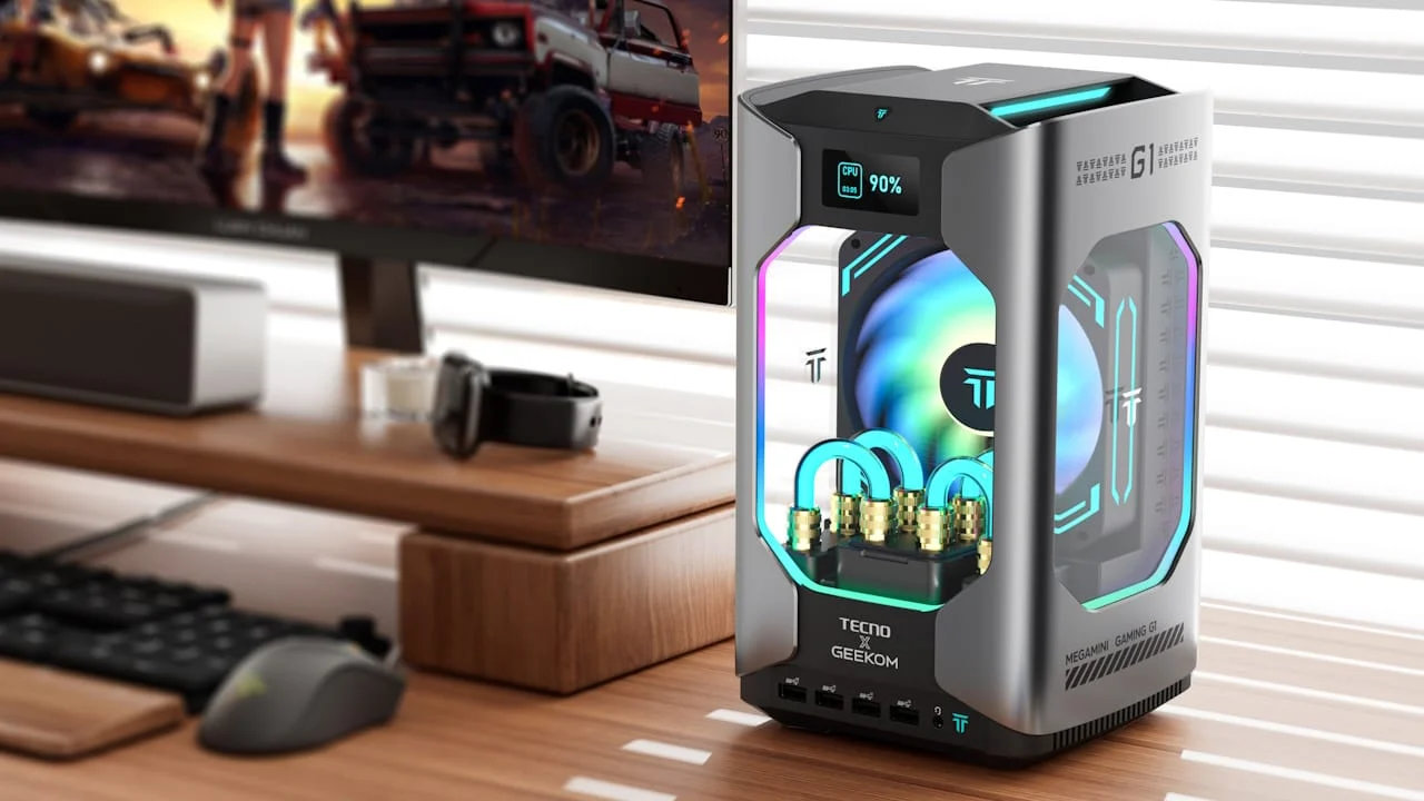 Mega Mini G1 : Geekom s'associe à Tecno pour un mini-PC dopé au watercooling