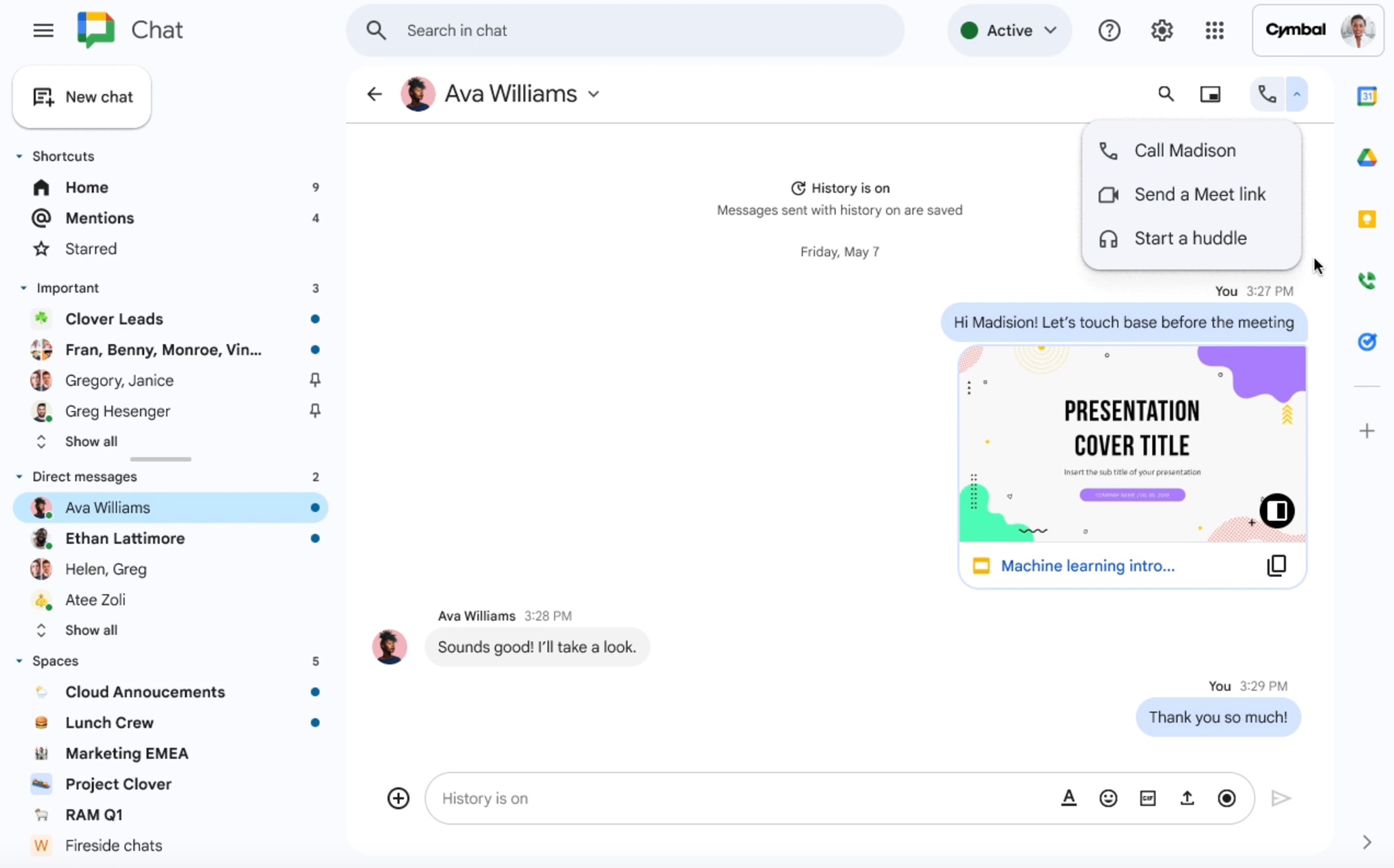 Google Chat s'inspire un peu plus de Microsoft Teams et de Slack