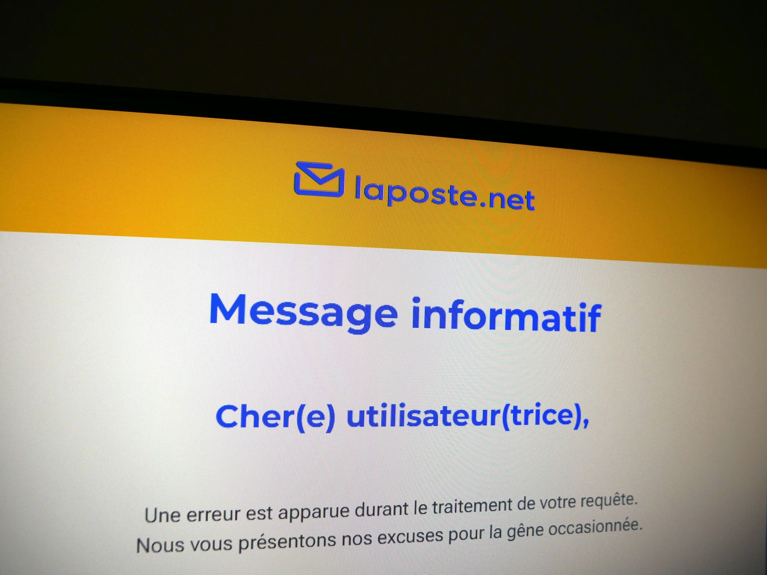 Grosse panne sur le site de La Poste ce matin, qui touche les utilisateurs de la messagerie laposte.net