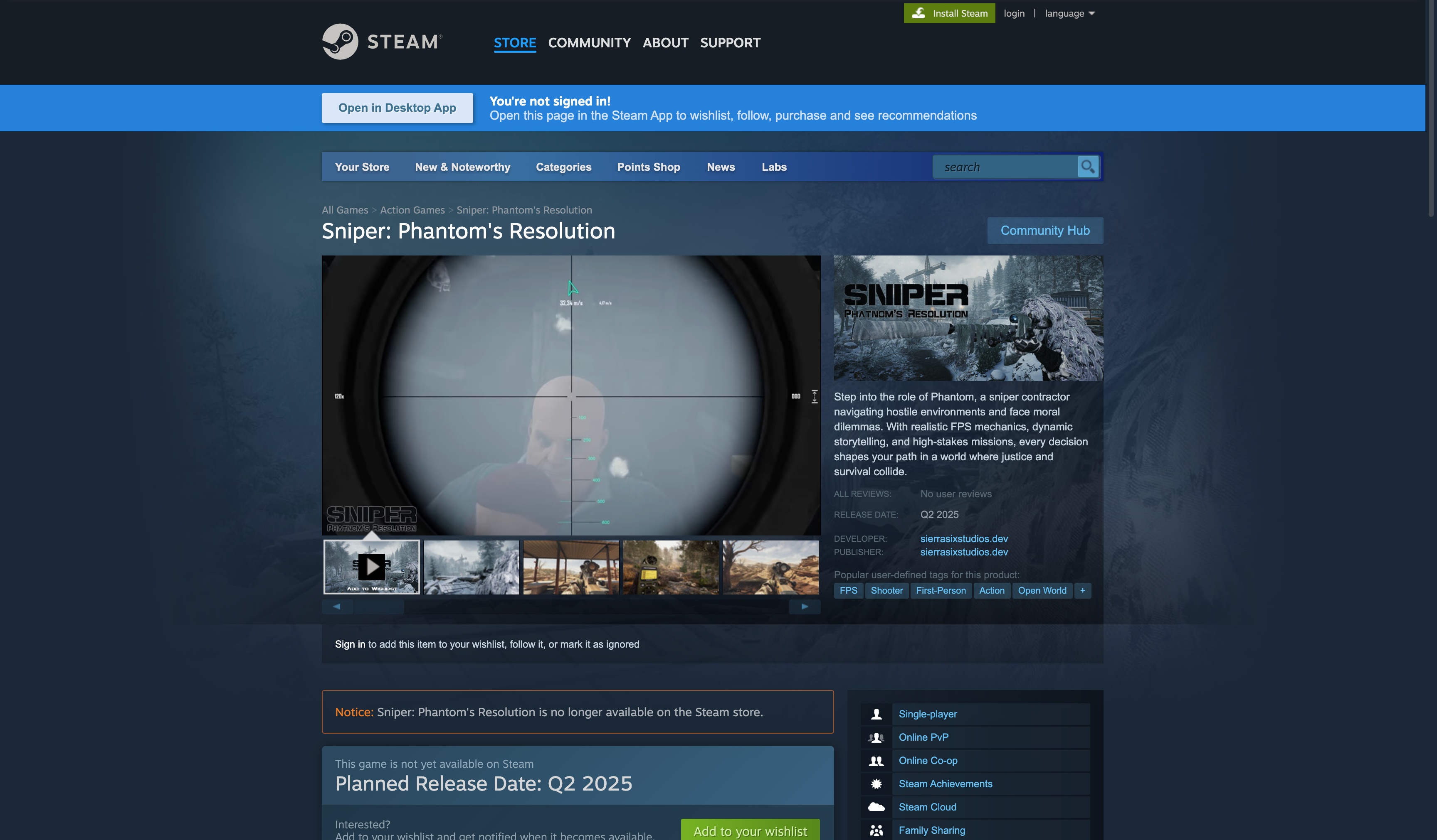 Sur Steam, la démo de ce jeu de sniper visait vos données