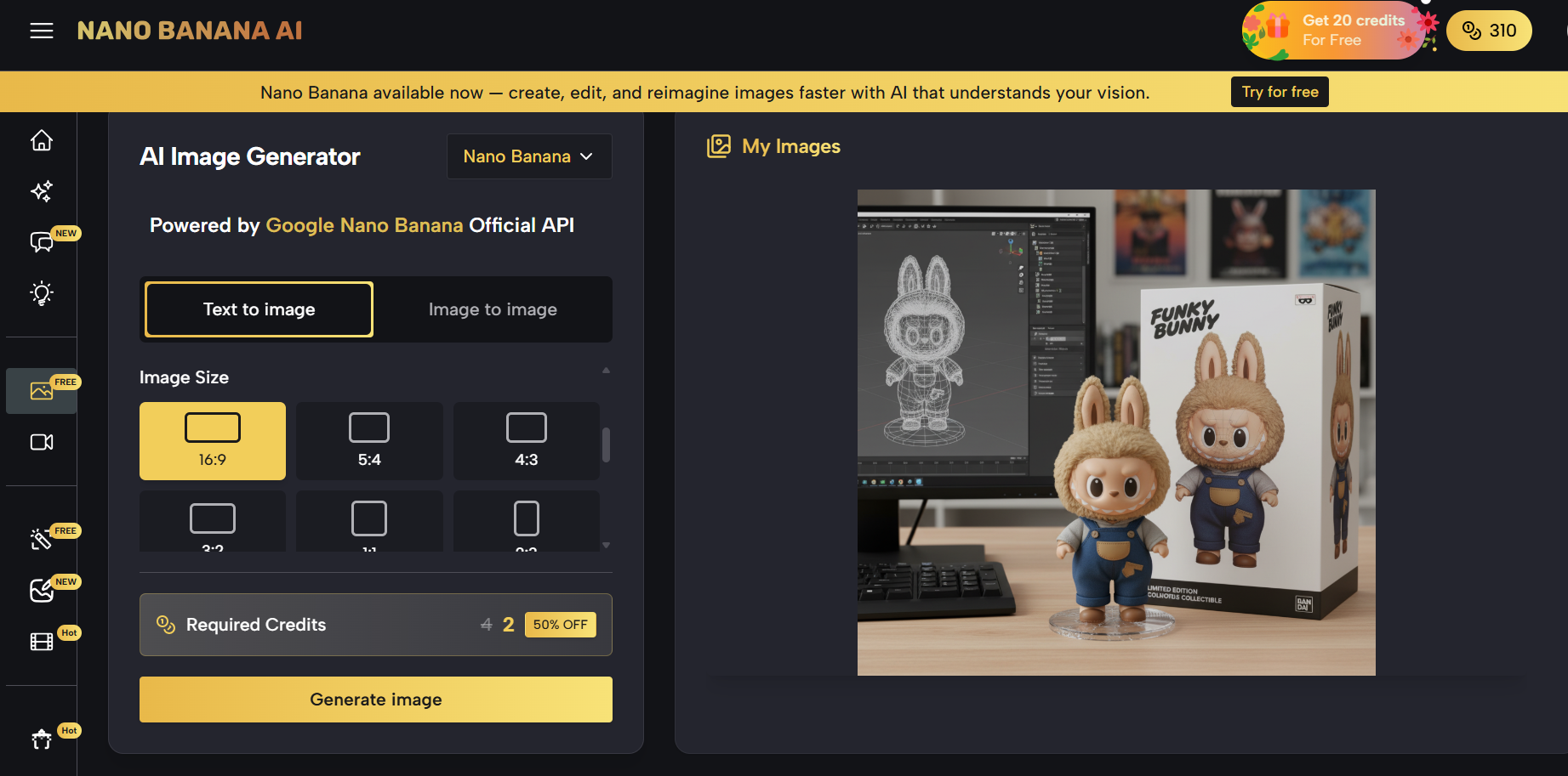 Profitez gratuitement de Google Nano Banana le meilleur générateur d'image du moment grâce à ce site