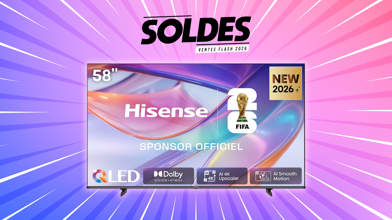 Soldes Boulanger : la TV QLED Hisense 58E7S 146 cm tombe à 399 ¬ au lieu de 549 ¬