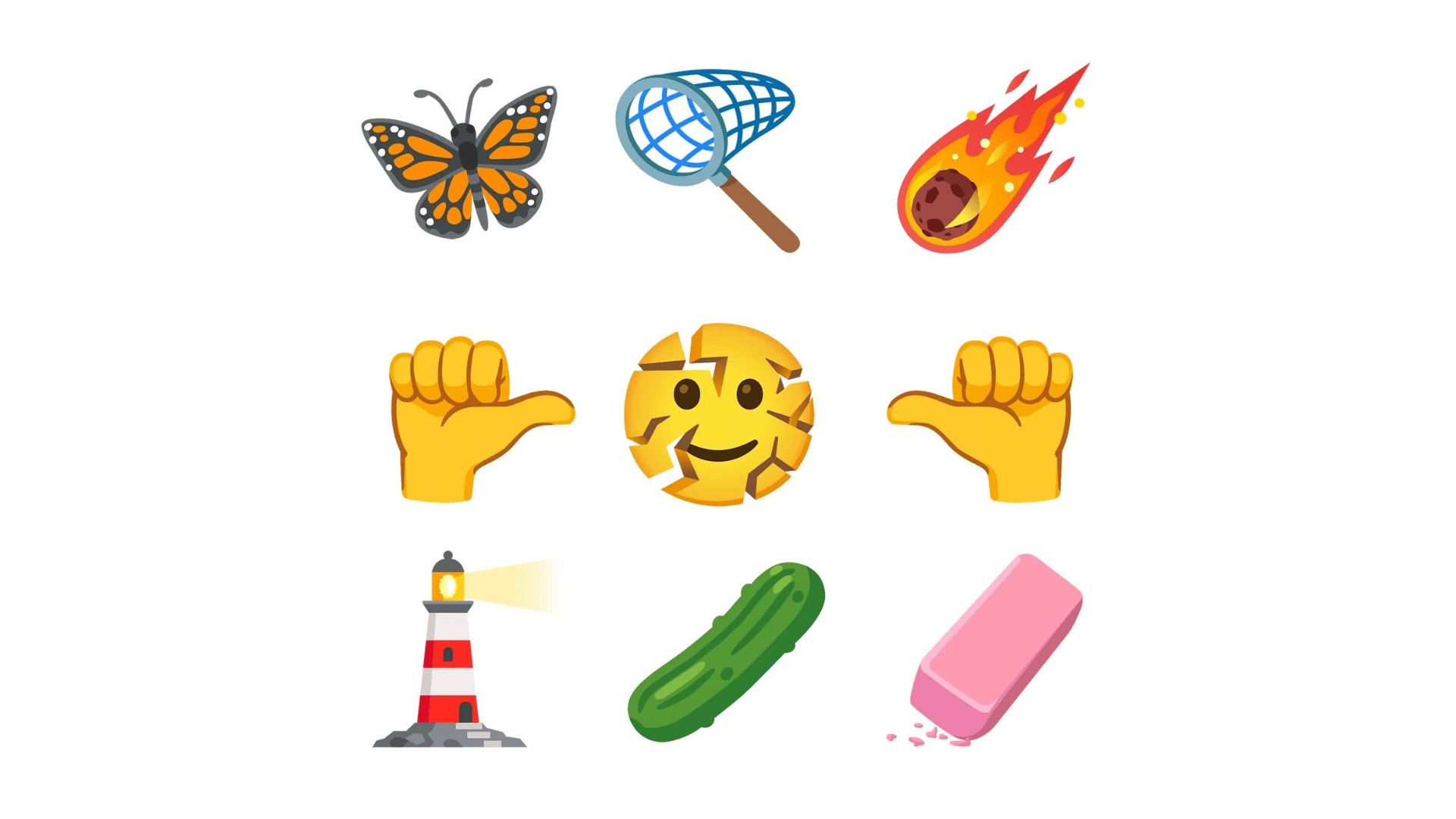 Visage fissuré, cornichon, phare : les designs des 9 futurs emojis sont dévoilés
