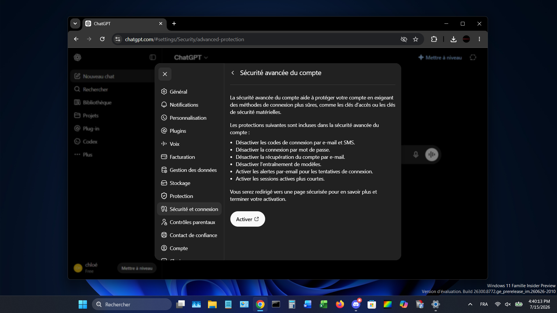 ChatGPT dispose d'un réglage de sécurité avancée pour votre compte, voici comment l'activer