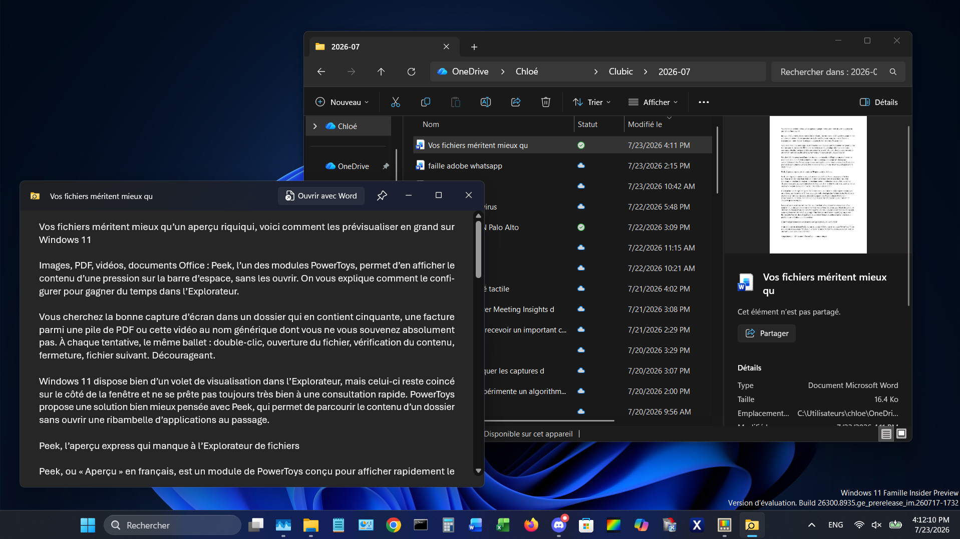 Vos fichiers méritent mieux qu’un aperçu riquiqui, voici comment les prévisualiser en grand sur Windows 11