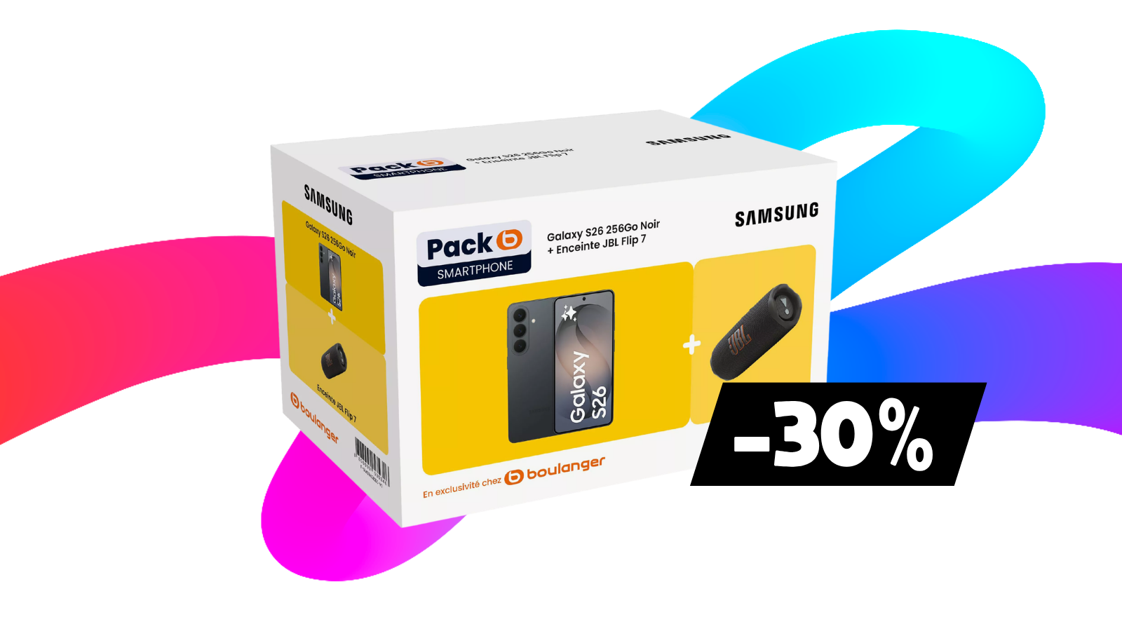Boulanger casse le prix de ce pack composé du Samsung Galaxy S26 et de la JBL Flip 7