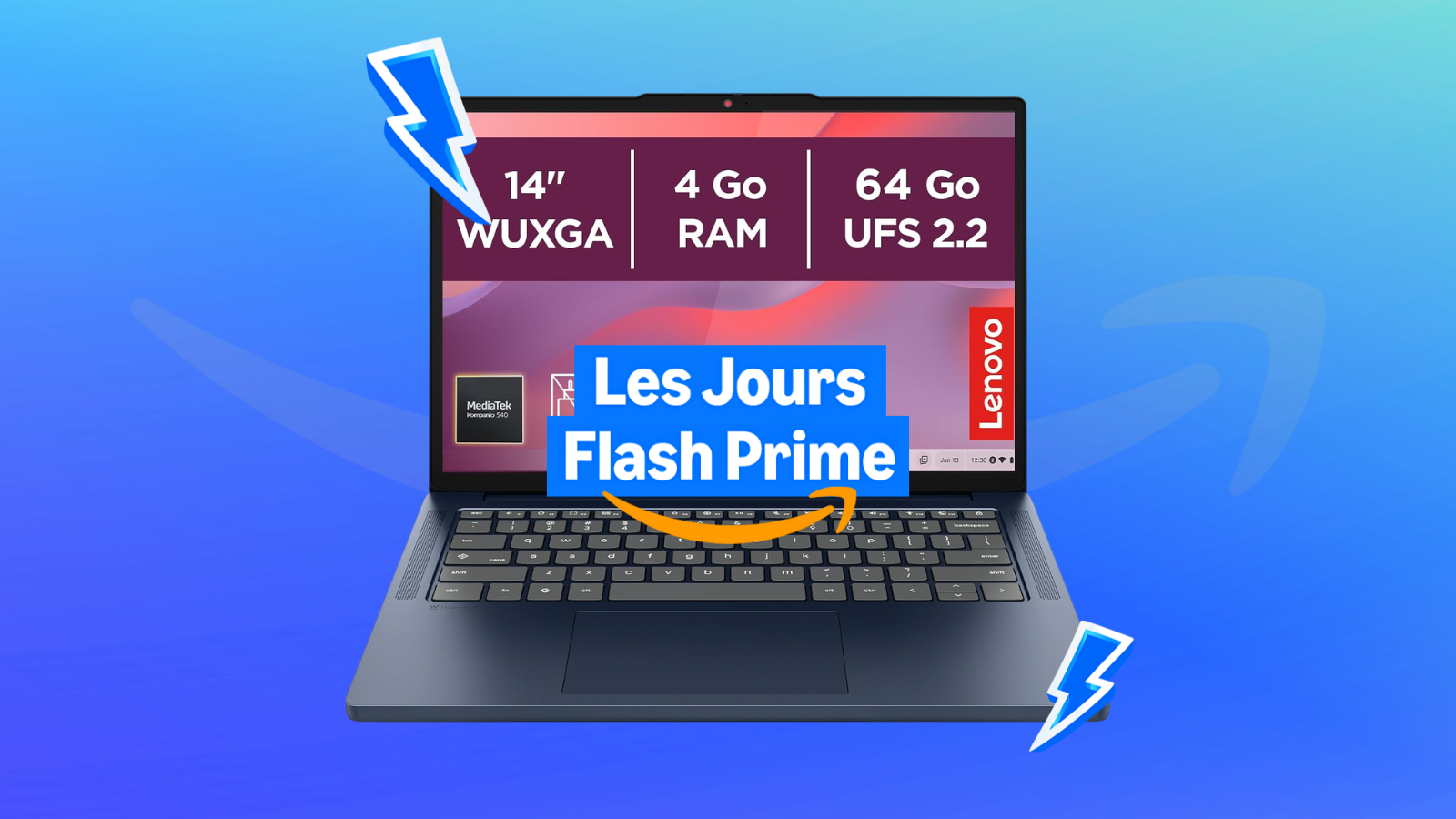 Jours Flash Prime : Amazon fait passer ce Chromebook Lenovo 14 pouces sous les 200¬